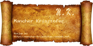 Mancher Krisztofer névjegykártya